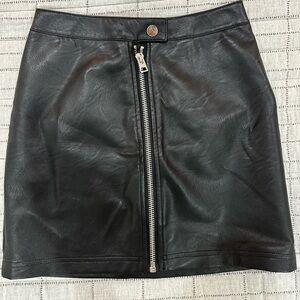 Black leather mini skirt
